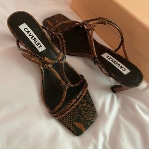 Caverley Brown Snake Print Heels